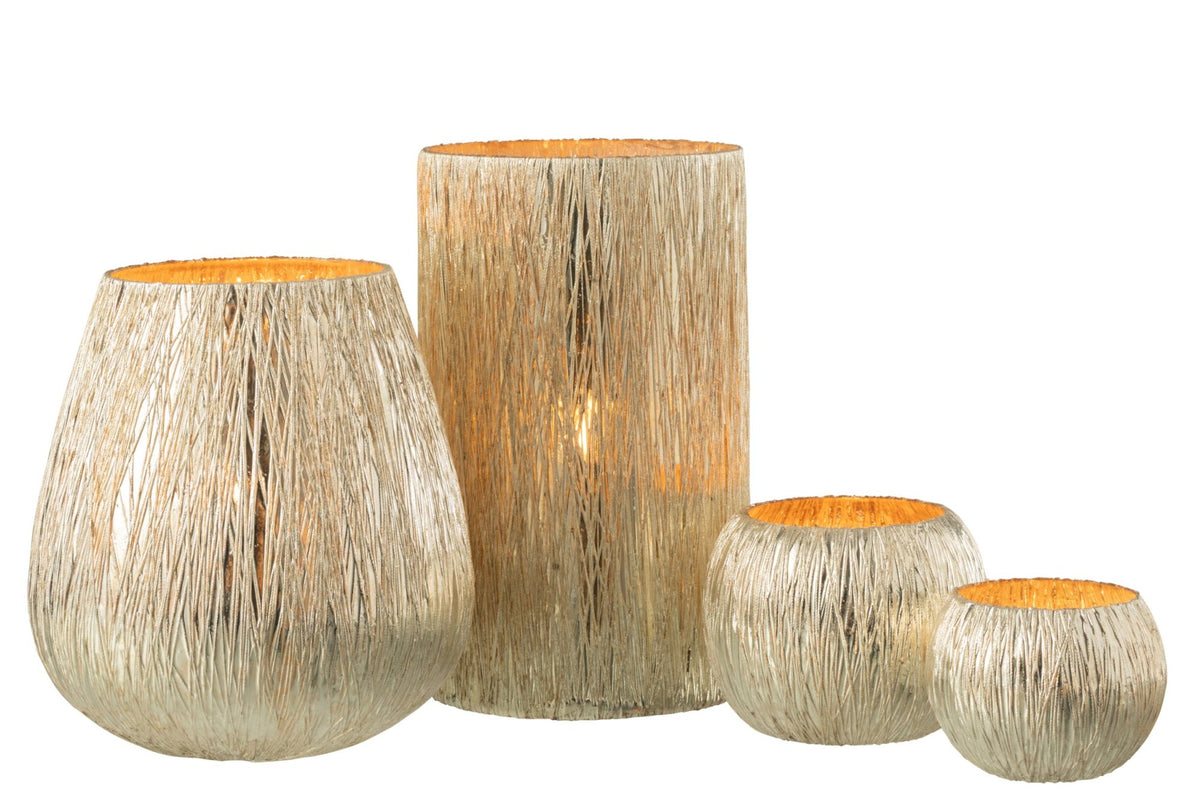 Windlicht Glas Zilver Large
