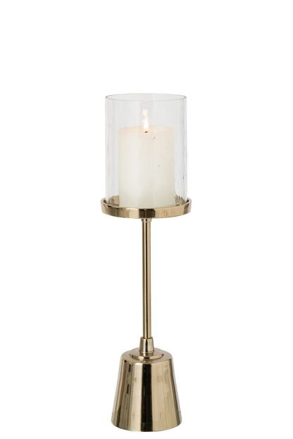 Kaarshouder Met Glas Aluminium Goud Small