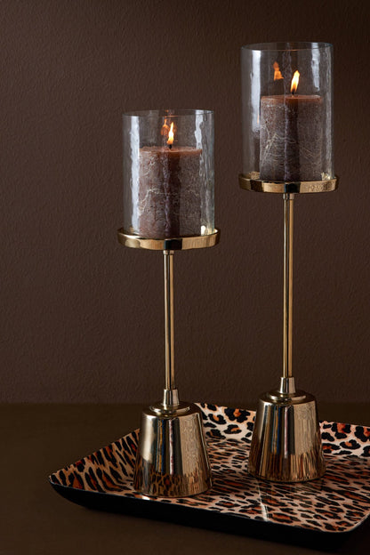 Kaarshouder Met Glas Aluminium Goud Large