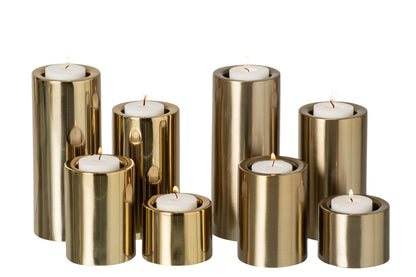 Set Van 8 Theelichthouder Blinkend + Mat Staal Goud