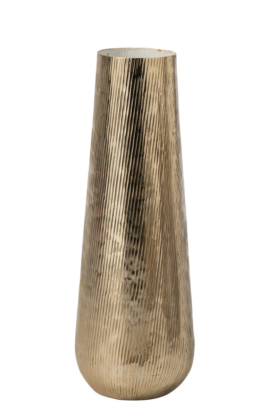 Vase Striped Aluminium Gold/White Large
