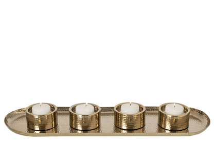 Kaarshouder With Tray Ovaal Staal Goud