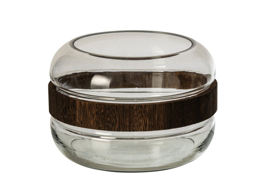 Vase Circle Glass Dark Brown/Transparent