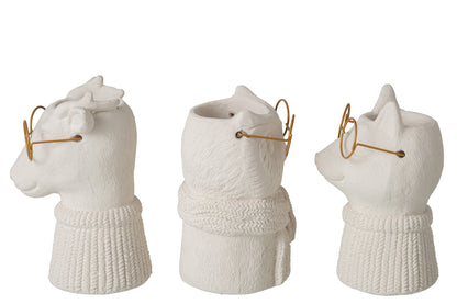 Flowerpot Cement Light Beige/Gold Assortment Of 3