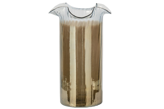 Vase Smoked + Wavy Cylinder Glass Rust Brown/Transparent Large