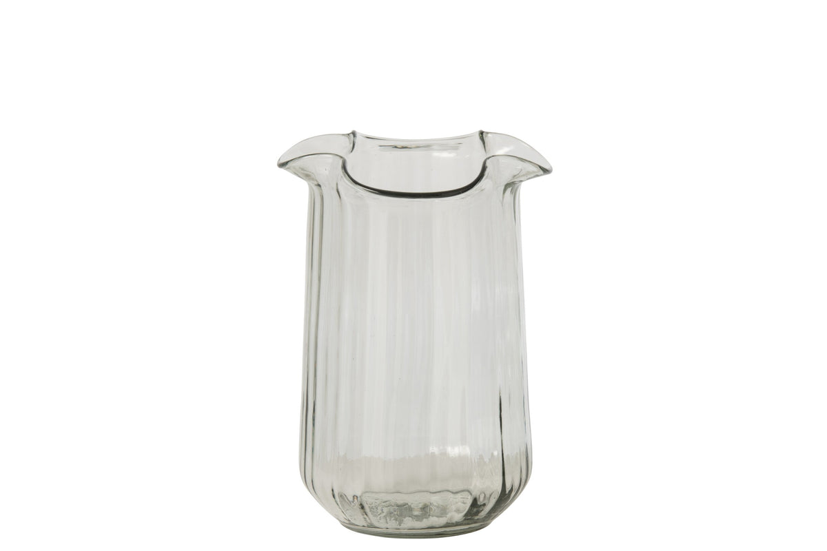 Vase Wavy Cylinder Glass Transparent Medium