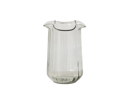 Vase Wavy Cylinder Glass Transparent Medium