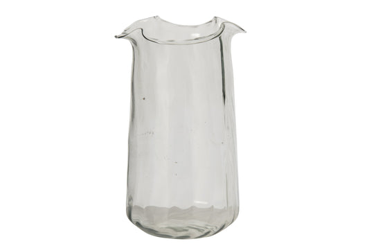 Vase Wavy Cylinder Glass Transparent Large