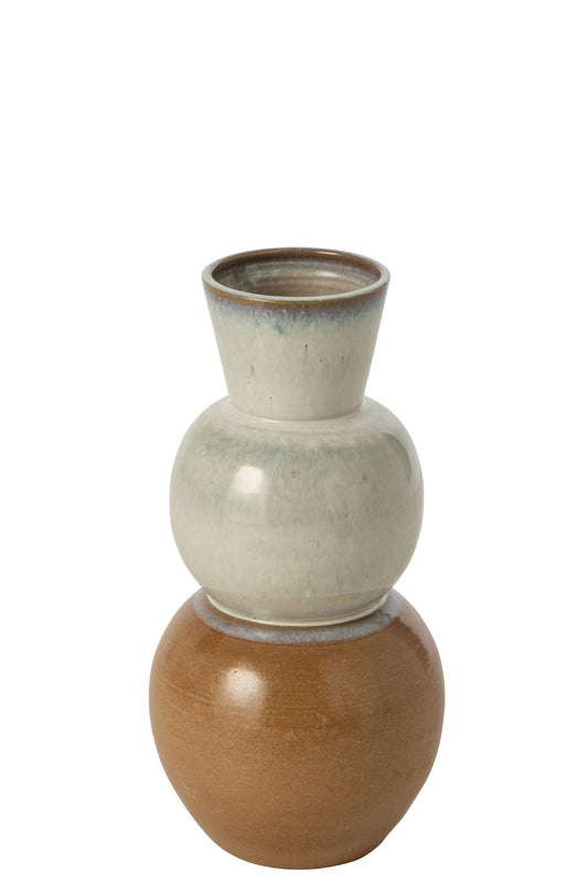 Vase Ceramic Caramel/Light Blue Small