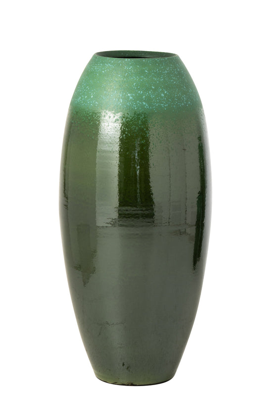 Floor Vase Ceramic Dark Green/Turquoise Large