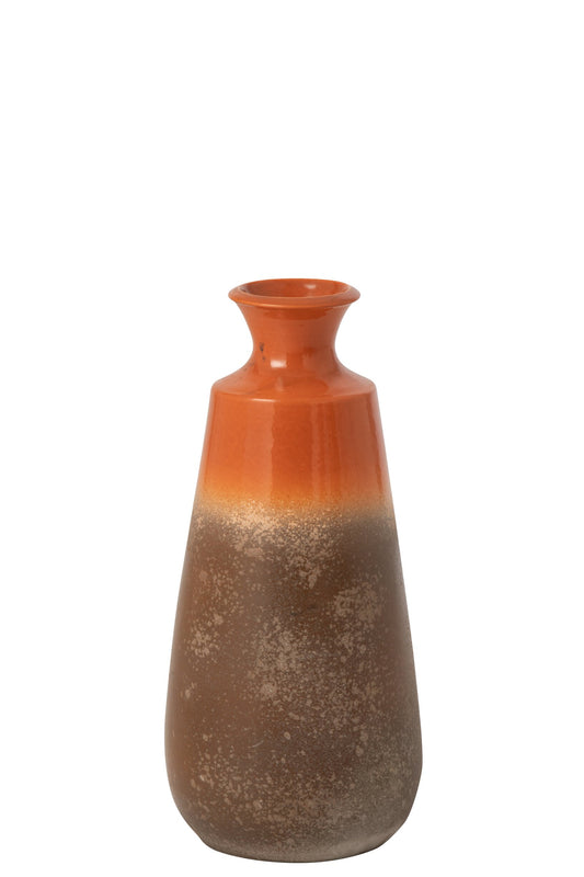 Vase Ceramic Orange/Dark Brown