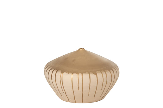 Vase Ceramic Beige/Gold Small