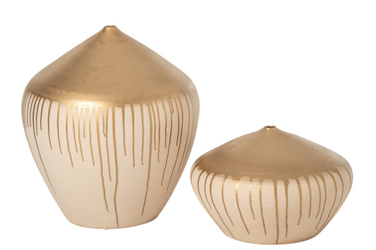 Vase Ceramic Beige/Gold Large