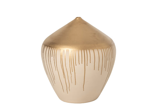 Vase Ceramic Beige/Gold Large