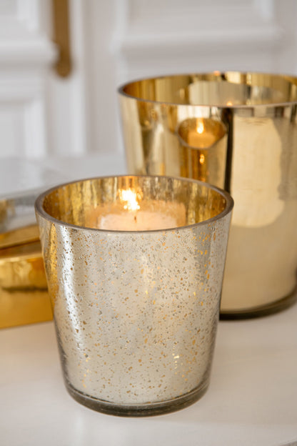 Kaarshouder Glas Zilver/Goud Small
