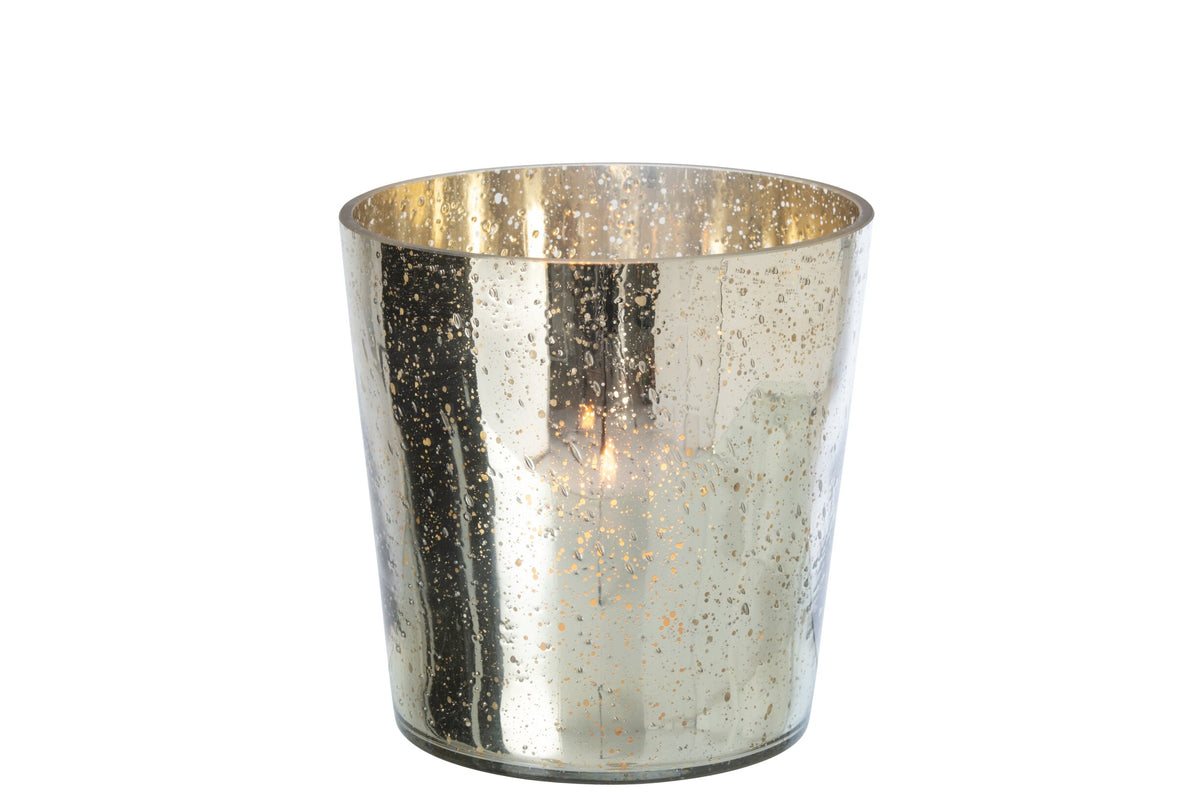 Kaarshouder Glas Zilver/Goud Medium