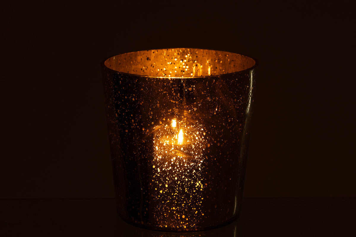 Kaarshouder Glas Zilver/Goud Medium