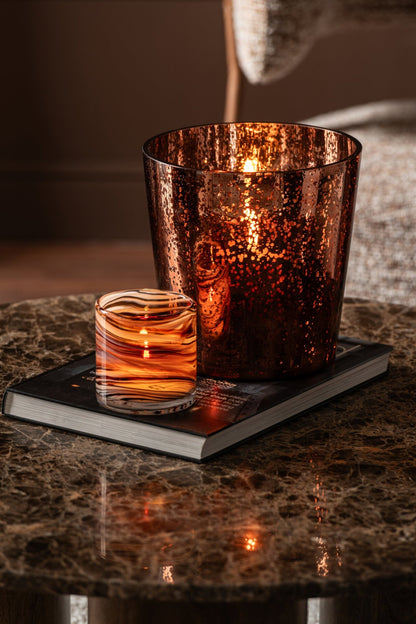 Kaarshouder Glas Bruin Medium