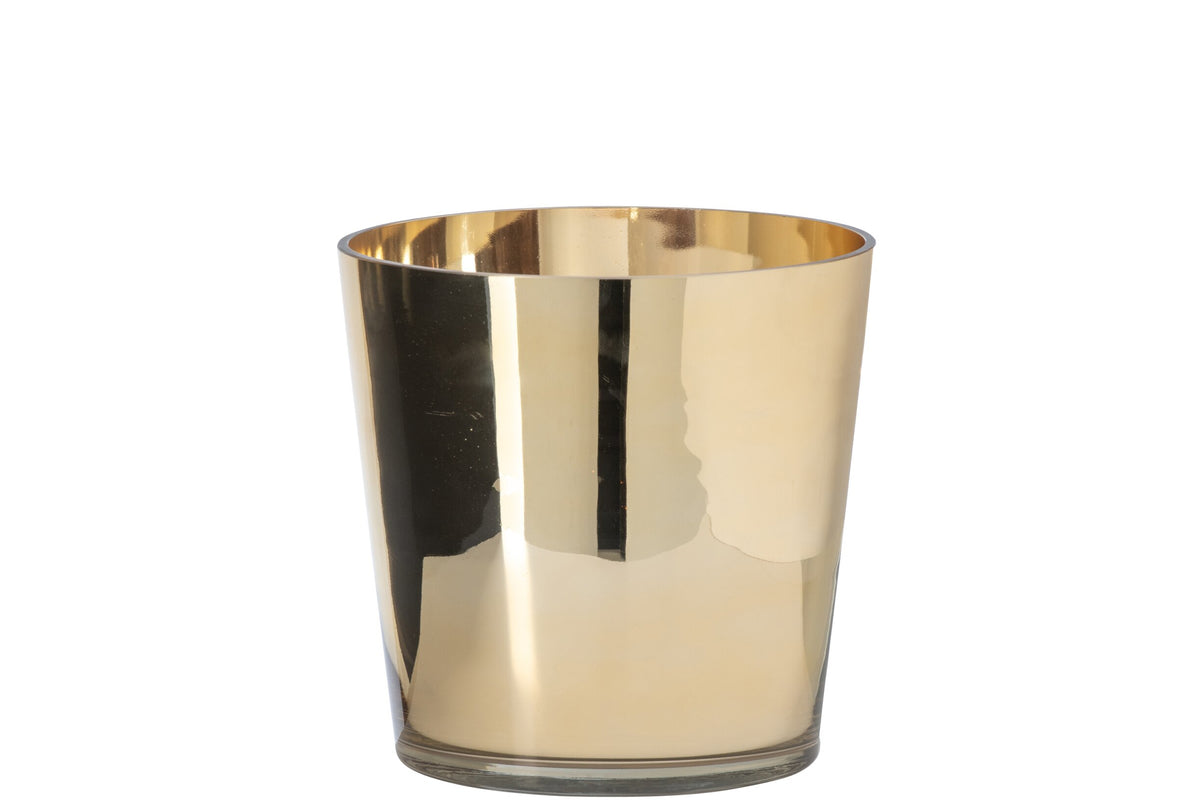 Kaarshouder Glas Goud Medium