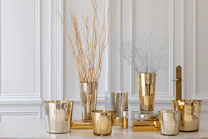 Kaarshouder Glas Goud Medium