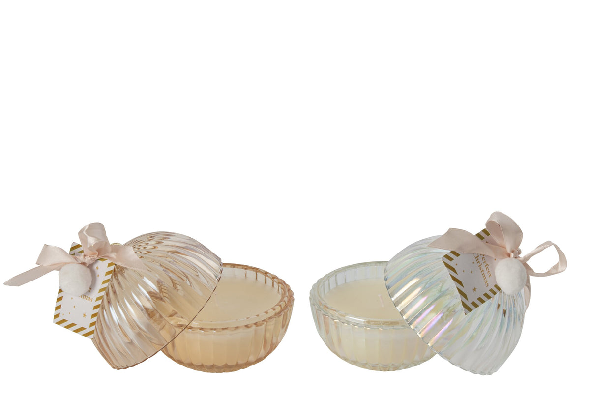 Kaars Kerstbal Glas Goud/Transparant Medium Assortiment Van 1
