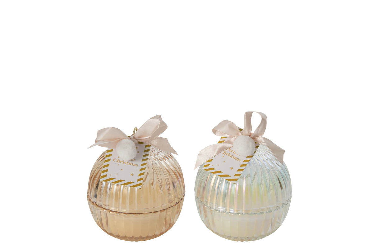 Kaars Kerstbal Glas Goud/Transparant Medium Assortiment Van 1
