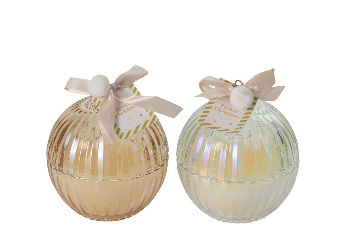 Kaars Kerstbal Glas Goud/Transparant Large Assortiment Van 1