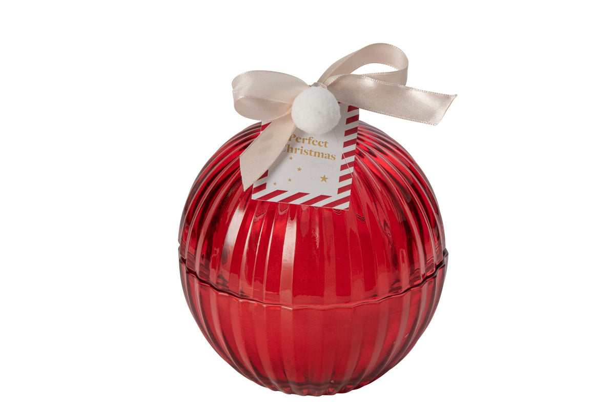 Kaars Kerstbal Glas Kerstrood Large