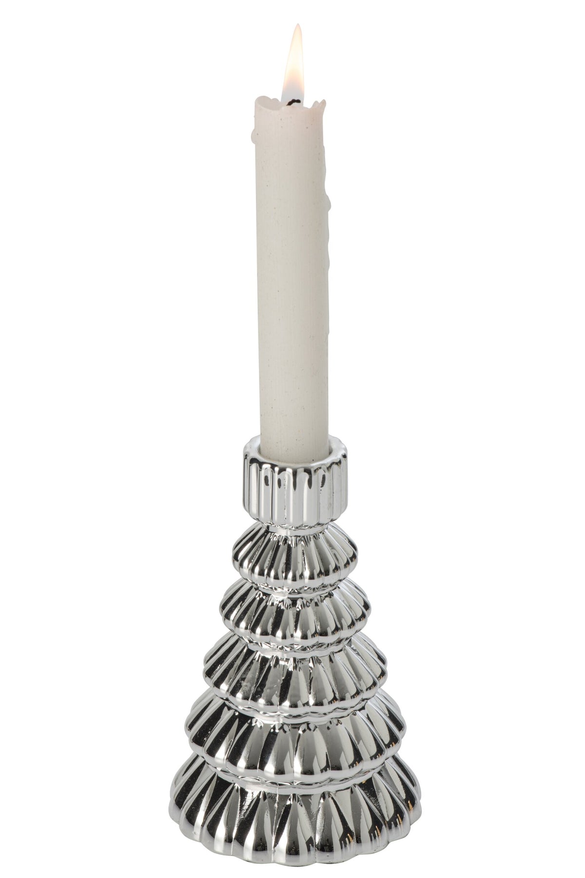 Kaarshouder Dennenappel Glas Zilver