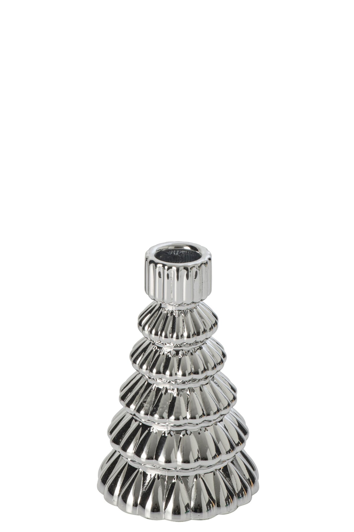 Kaarshouder Dennenappel Glas Zilver