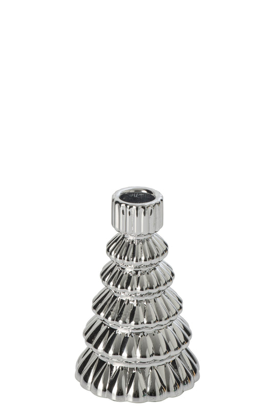 Kaarshouder Dennenappel Glas Zilver