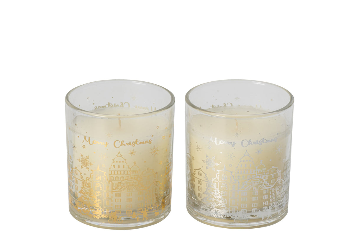 Kaars Glas Goud/Zilver Assortiment Van 2
