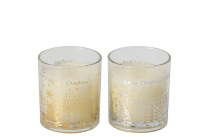 Kaars Glas Goud/Zilver Assortiment Van 2