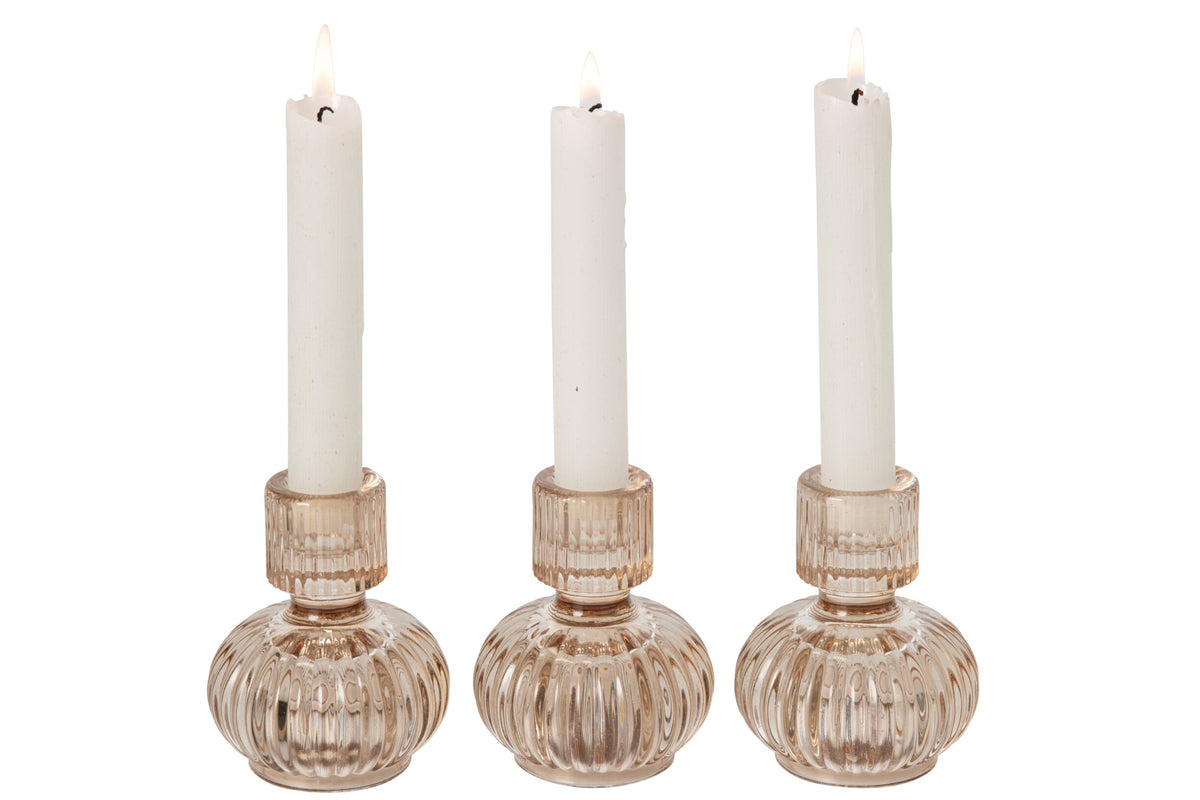 Doos Van 3 Kaarshouder Glas Beige
