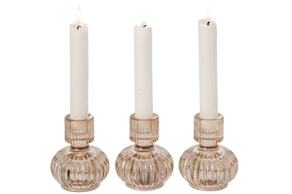 Doos Van 3 Kaarshouder Glas Beige