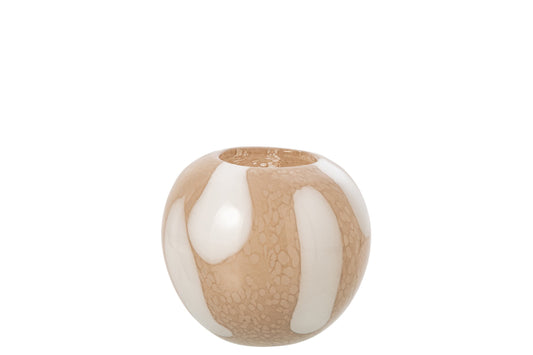 Vase Dots Glass Light Beige/White Small