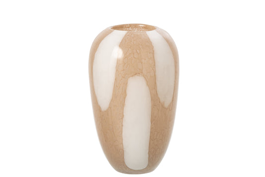 Vase Dots Glass Light Beige/White Large