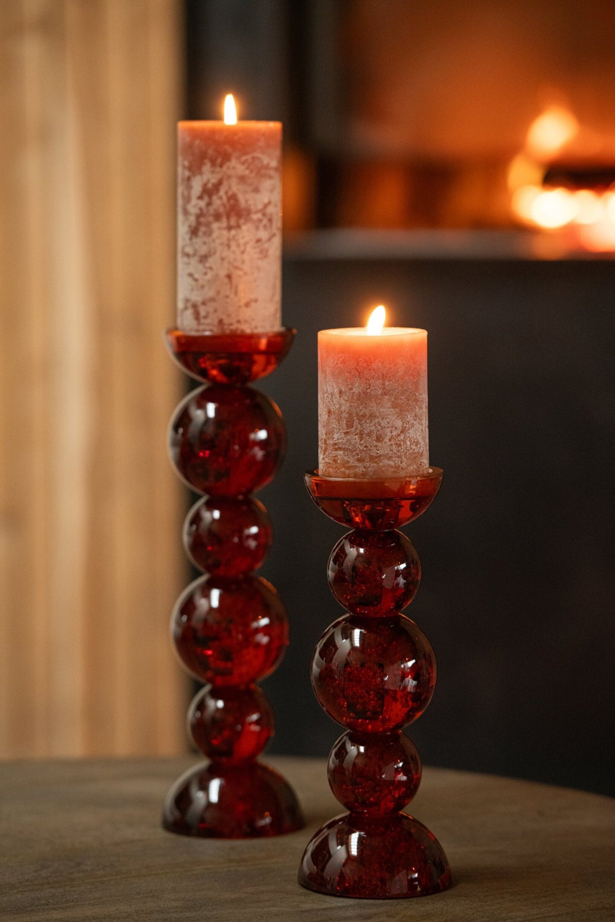 Kaarshouder Glas Brons Small