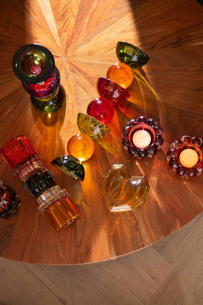 Kaarshouder Glas Groen/Paars Small