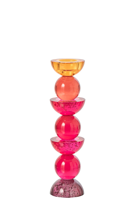Kaarshouder Glas Oranje/Roze Large