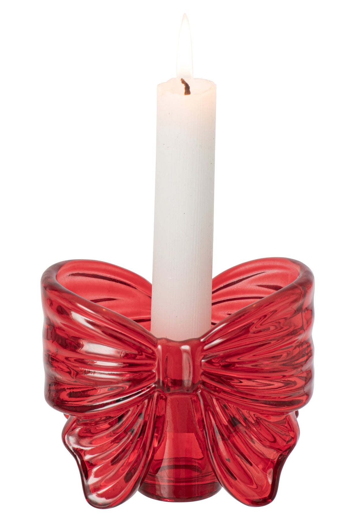 Theelichthouder Vlinderstrik Glas Rood