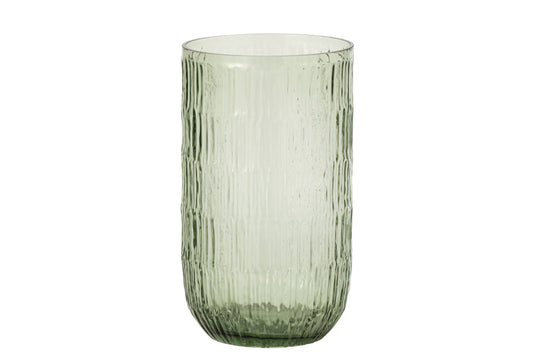Vase Ribbed Glass Green