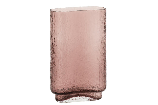 Vase Rectangle Relief Glass Burgundy Large
