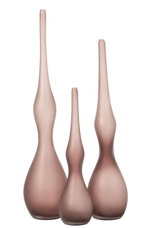 Set Of 3 Vase Glass Burgundy
