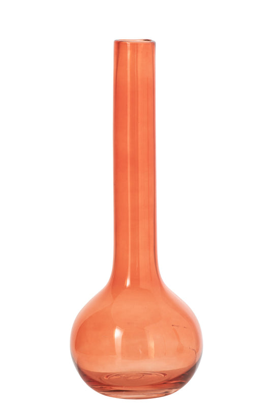 Vase Round Base Flask Glass Orange Large
