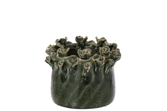 Flowerpot Roses Ceramic Petrol Small