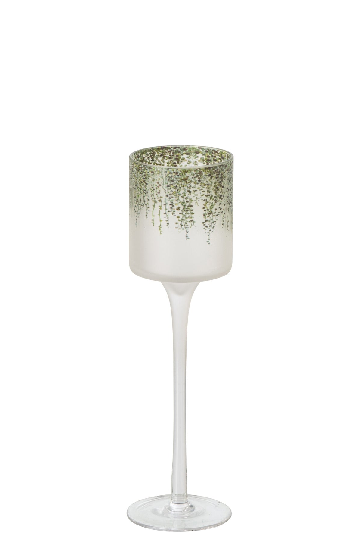 Theelichthouder Op Voet Glas Donkergroen/Transparant Small
