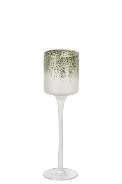 Theelichthouder Op Voet Glas Donkergroen/Transparant Small