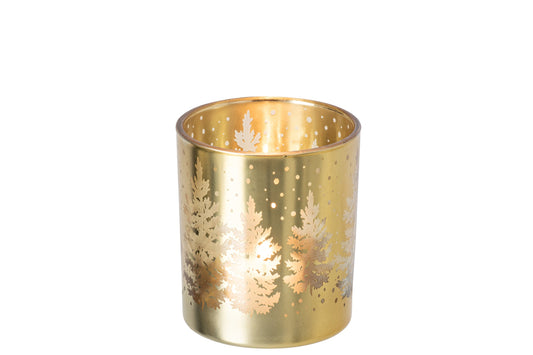 Kaarshouder Boom Glas Goud Medium