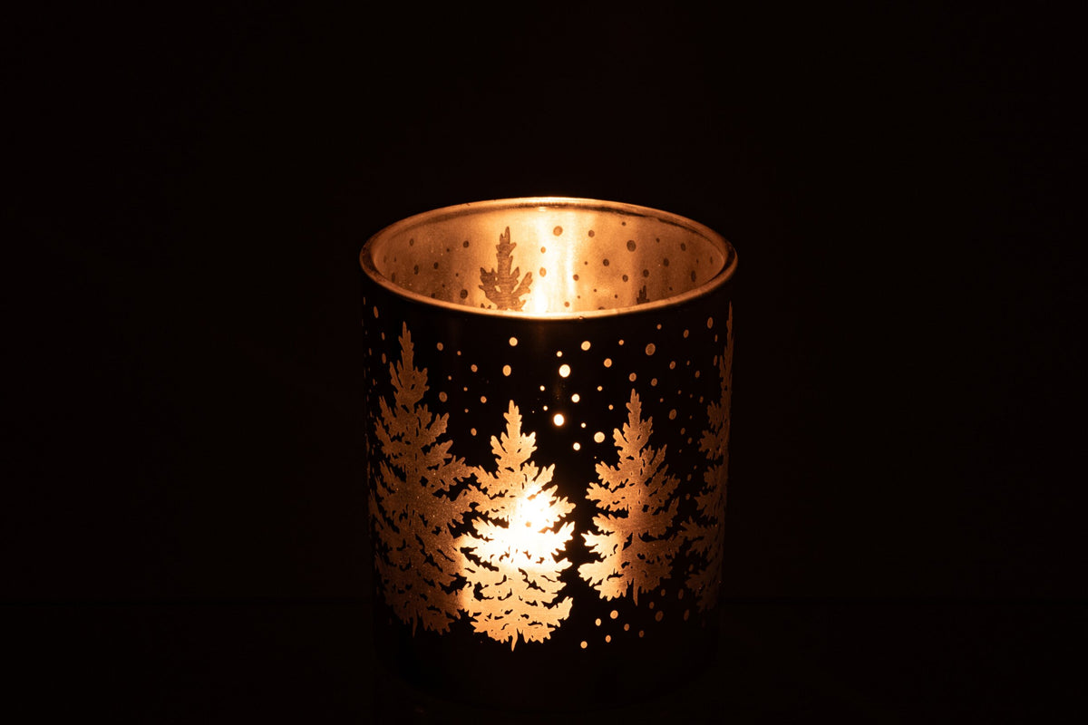 Kaarshouder Boom Glas Goud Medium